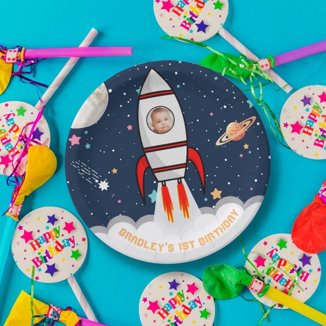 Assiettes En Carton Astronaut Rocket Espace extra-atmosphérique 1ère p (Créateur téléchargé)