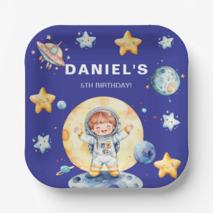 Assiettes En Carton Astronaut Space Theme Custom Birthday Party