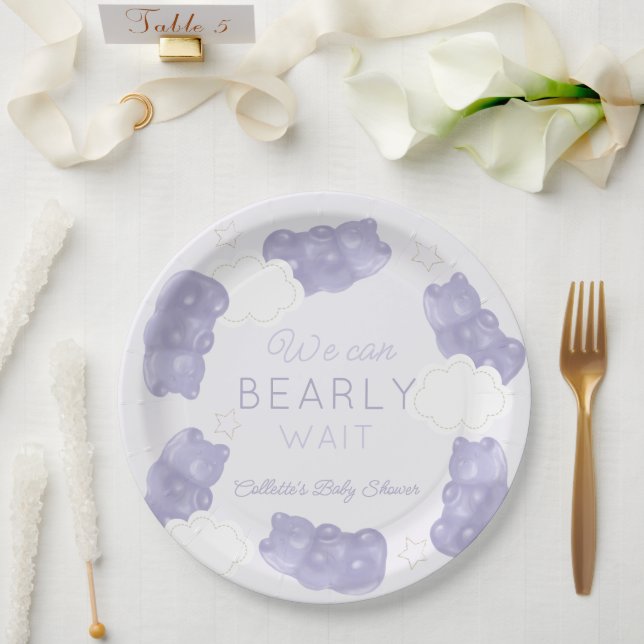 Assiettes En Carton Attendre Bearly Purple Gummy Bear Baby shower (Mariage)