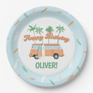 Assiettes En Carton Attraper un Surf de vague à tout âge Joyeux annive