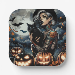 Assiettes En Carton Attraper une chambre Sorcière à thème Halloween