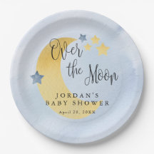 Au-dessus de la Lune, Baby shower bleu personnalis