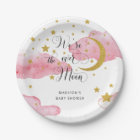 Au-dessus des plaques de papier Baby shower de lun