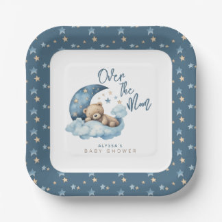 Assiettes En Carton Au-dessus du Baby shower de la Lune