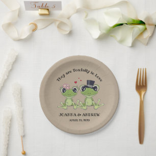 Assiettes En Carton ©Aujourd'hui dans l'amour mignon grenouille Mariag