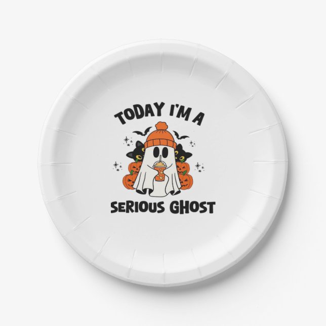 ASSIETTES EN CARTON AUJOURD'HUI JE SUIS UN CITROUILLE DE CAFÉ GHOST SÉ (Devant)