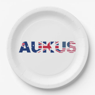 Assiettes En Carton AUKUS AU Royaume-Uni Flags de l'Alliance du Pacte