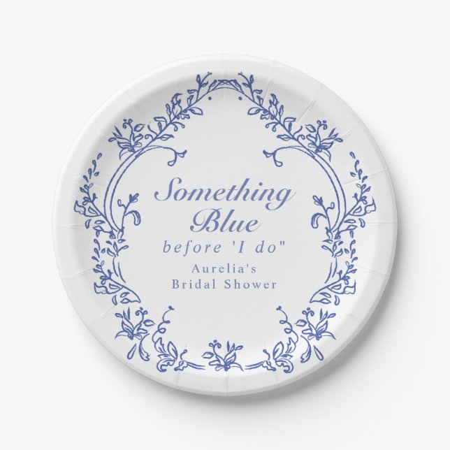 Assiettes En Carton AURELIA Chinoiserie Something Blue Baby Shower de  (Devant)