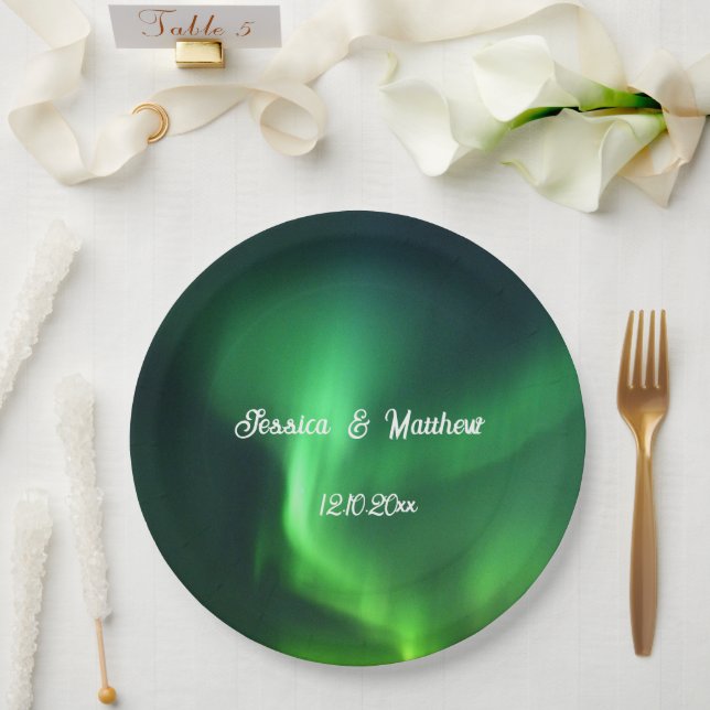 Assiettes En Carton Aurora Borealis Northern Lights Mariages (Mariage)
