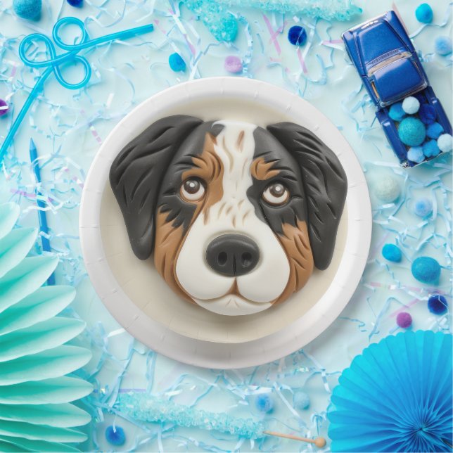Assiettes En Carton Australian Shepherd Dog 3D inspiré (Fête)