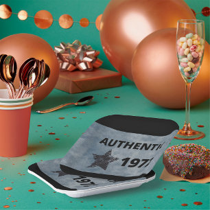 Assiettes En Carton Authentique 1972 Vintage Star Retro Anniversaire D