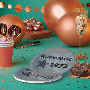 Assiettes En Carton Authentique anniversaire Vintage de 1973 avec Grun