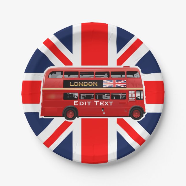 Assiettes En Carton Autobus à  impériale rouge de Londres (Devant)