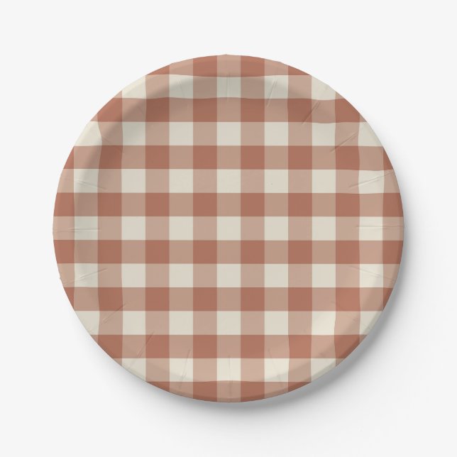 Assiettes En Carton Automne Amaro sur Panna Cotta En vichy - plaid mot (Devant)