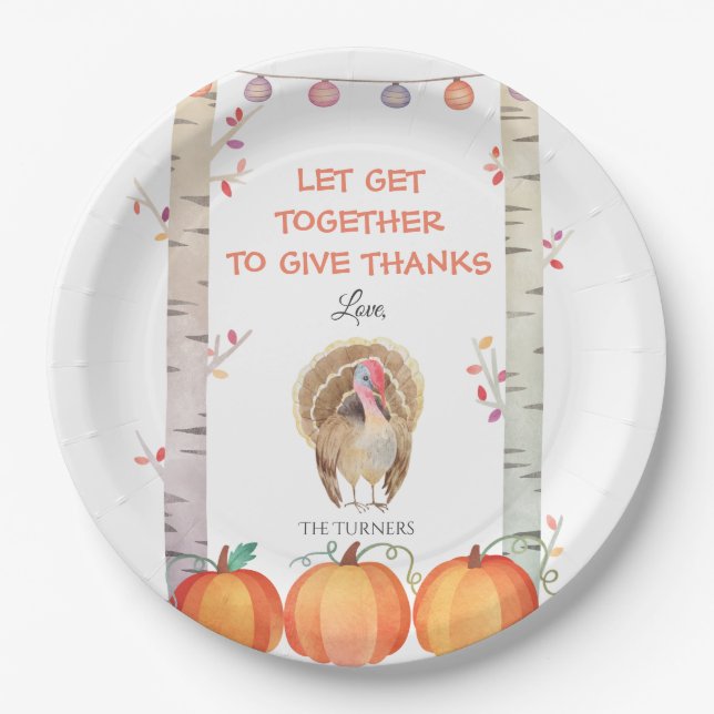 Assiettes En Carton Automne Arbres Citrouille Turquie Thanksgiving Par (Devant)