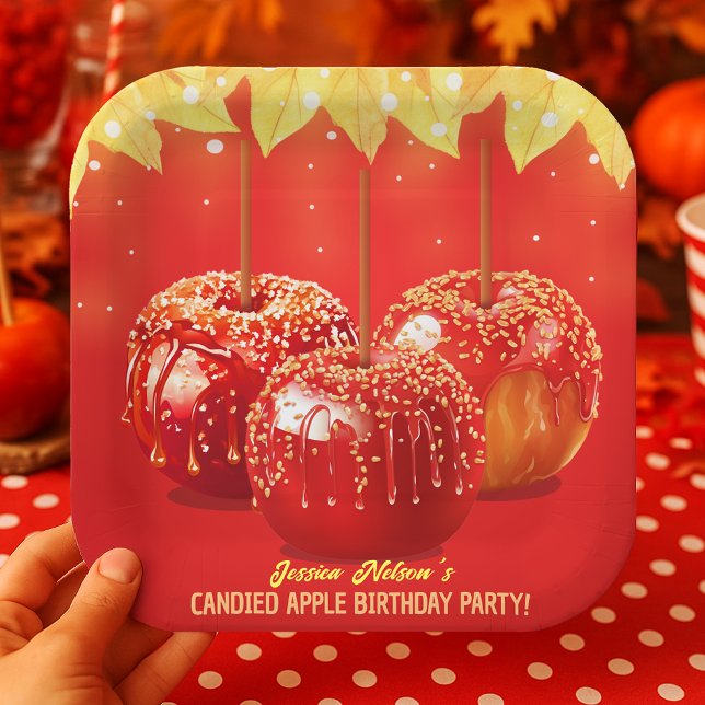 Assiettes En Carton Automne Automne Canted Apple Party (Fall Autumn Candied Apple Party Paper Plates
)