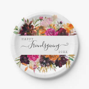 Assiettes En Carton Automne Boho Floral Friendsgiving