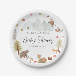 Assiettes En Carton Automne Bois Animaux Baby shower d'automne