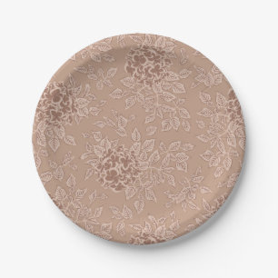 Assiettes En Carton Automne Brown Hydrangea Fleurs et Feuilles