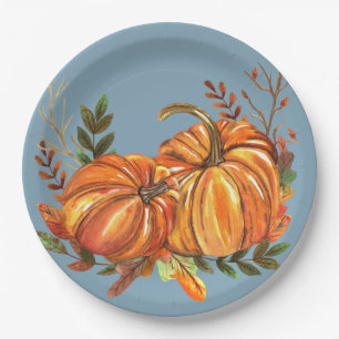 Assiettes En Carton Automne Citrouille Dusty Blue