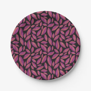 Assiettes En Carton Automne Feuilles d'automne violet et noir Motif