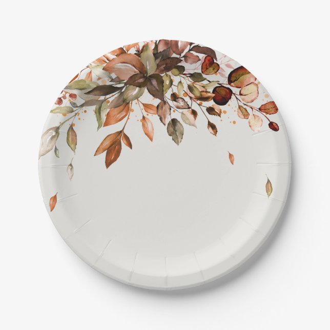 Assiettes En Carton Automne Feuilles Russe Pays Boho Mariage (Devant)