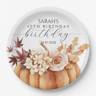 Assiettes En Carton Automne Floral Citrouille Femme Anniversaire Brunc