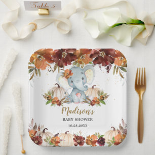 Assiettes En Carton Automne Floral Citrouille mignon Eléphant Baby sho