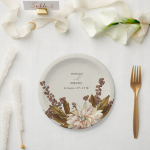 Assiettes En Carton Automne Floral Tones Terre Aquarelle Mariage de au