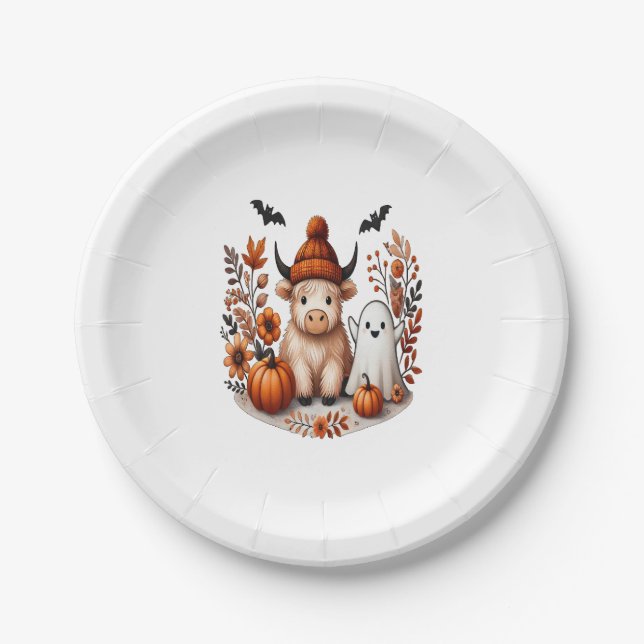 Assiettes En Carton Automne Highland Vache Ghost Png, Automne Png (Devant)