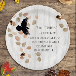 Assiettes En Carton Automne Nostalgale Poésie Ventée Feuille Crow Vol