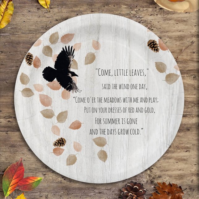 Assiettes En Carton Automne Nostalgale Poésie Ventée Feuille Crow Vol (Créateur téléchargé)