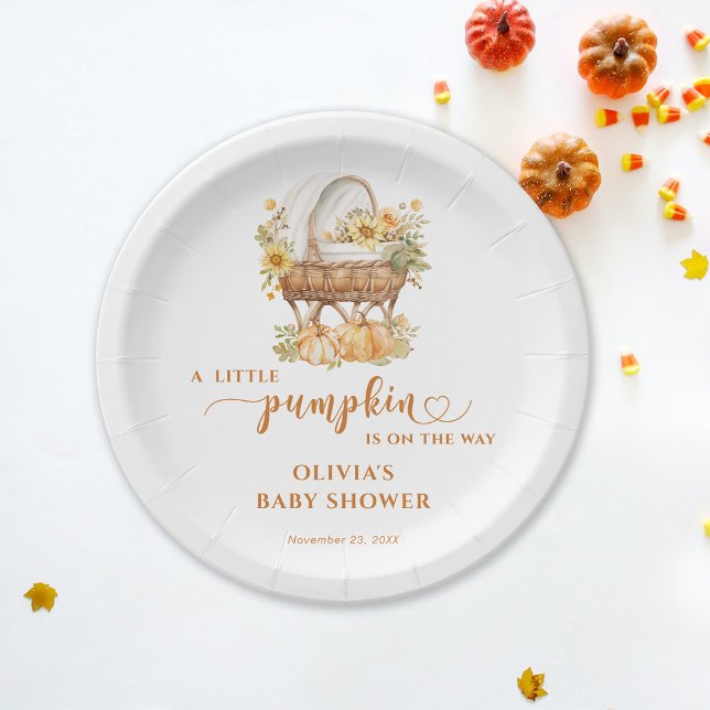 Assiettes En Carton Automne Petit Citrouille Baby shower neutre (Créateur téléchargé)