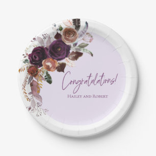 Assiettes En Carton Automne Plum d'hiver, rose et Baby shower d'or