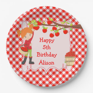 Assiettes En Carton Automne Pomme ramasser Cheveux rouges Anniversaire