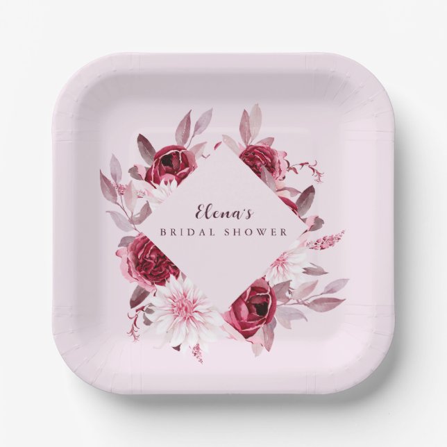 Assiettes En Carton Automne Romance Gold Frame Floral nage douche (Recto)