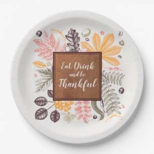 Assiettes En Carton Automne Thanksgiving Botanical