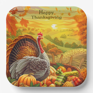 Assiettes En Carton Automne Turquie Citrouilles Thanksgiving Plaque pa