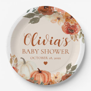 Assiettes En Carton Automne Un Peu Citrouille Automne Baby shower Flor