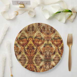 Assiettes En Carton Automne vintage Automne Mariage Brown Damas