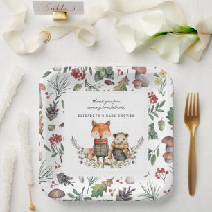 Assiettes En Carton Automne Woodland   Baby shower Animaux forestiers