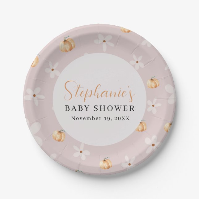 Assiettes En Carton  Autumn Baby Fall A Little Pumpkin Baby Shower  (Devant)