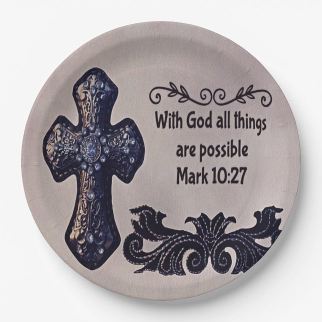 Assiettes En Carton Avec Dieu toutes les choses sont possibles (Devant)