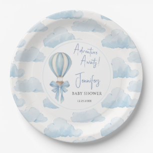 Assiettes En Carton Aventure Bleue en Attendant un Ballon à Air Bébé G