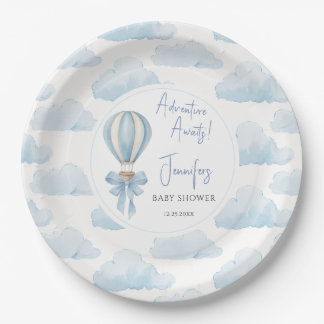 Assiettes En Carton Aventure Bleue en Attendant un Ballon à Air Bébé G