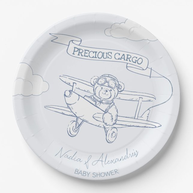 Assiettes En Carton Aviateur Aviateur Avion Précieux Baby shower de fr (Devant)
