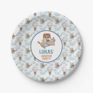 Assiettes En Carton Aviator Party Bear Pastel Blue Anniversaire