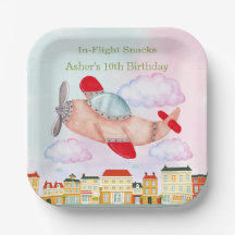 Avion avec paysage urbain - Snacks en vol Annivers