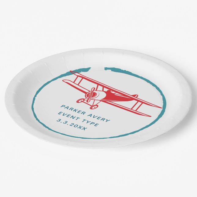 Assiettes En Carton Avion personnalisé (Angle)