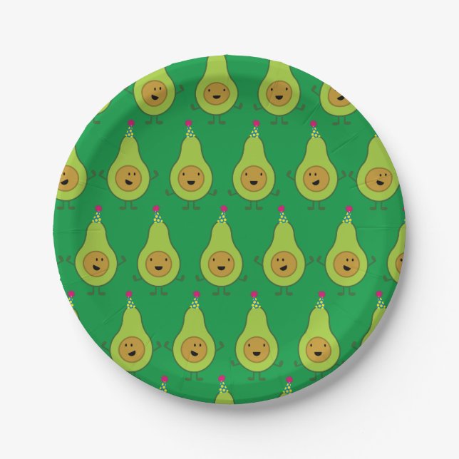 Assiettes En Carton Avocado Cute 1er Plaques d'anniversaire (Devant)